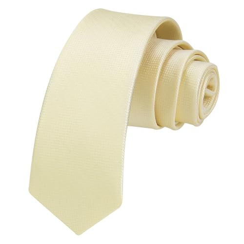 HISDERN Gravata masculina gravatas finas de 6 cm de seda amarela clássica para festa de casamento trabalho de negócios