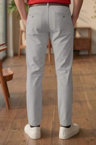 Image of Louis Philippe Men's Slim Fit Premium Cotton Soft Handfeel Solid Chinos