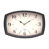 TRYLTRY Wall Clock Black Retro Rectangular Clock Metal Wall Clocks Battery Operated Old Design Style for Kitchen, Living Room or Office Small Black Rectangle