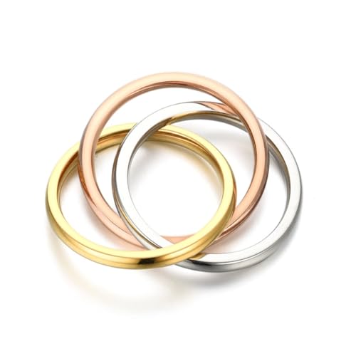 Trinity - Anillo entrelazado de acero inoxidable con símbolo de amor, amistad y familia, S, Metal