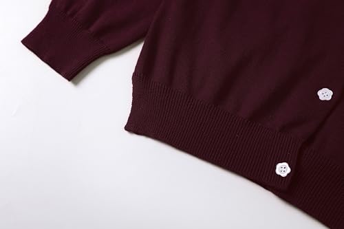 Image of Girls' Cardigan Sweater [Cute Petal Buttons] Cotton Long Sleeve Crewneck Uniform Sweater for 5-14 Years Girls