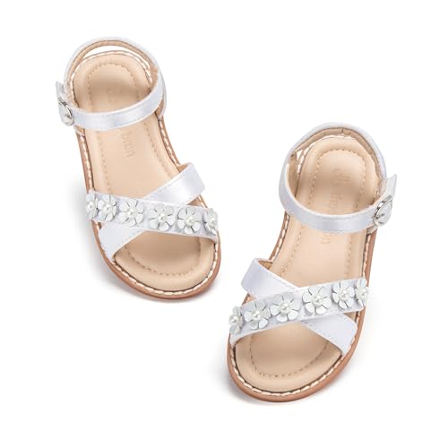 Image of THEE BRON Toddler Girls Sandals Wedding Flower Girl Dress Shoes Open Toe Flats
