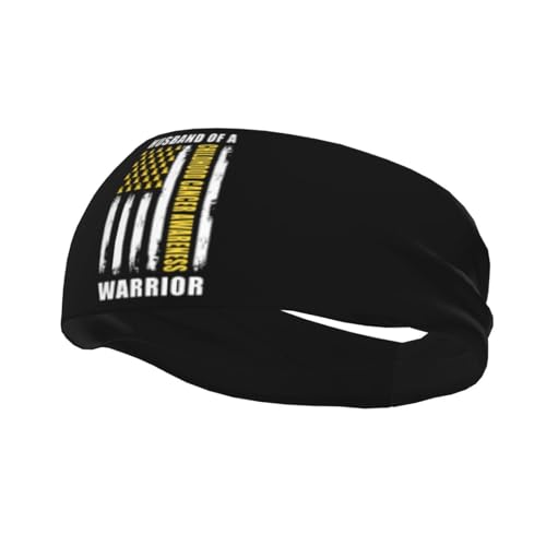 Husband of A Warrior Childhood Cancer Awareness Support Squad Adjustable Sports Headband Moisture Wicking Sweatband for Running Workout