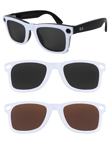 HILEEN �Ό� �O���}�E���g �N���b�v�I���T���O���X Ray-Ban Meta Wayfarer RW4008/Gen 2 RW4012 53-22�p �j�����p UV�ی� �u���b�N+�u���E��