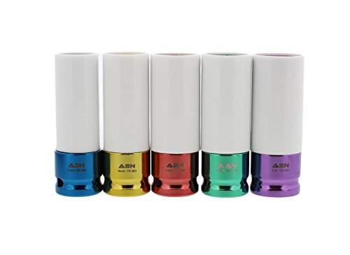 image for ABN 1/2in Impact Drive Lug Nut Socket 5-Piece Set – Non-Marring, Col