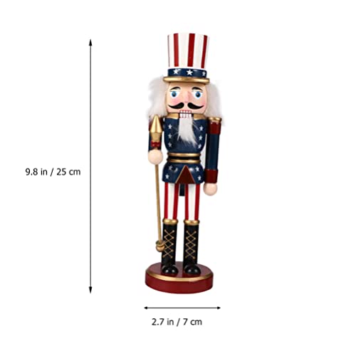 ABOOFAN 3pcs American Independence Day Nutcracker Patriotic Nutcracker Statue King Soldier Figurine with USA Flag 4th of July Puppets Figures Dolls Memorial Day Decor