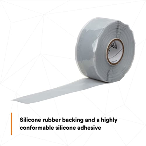 3M 70 Scotch Self-Fusing Silicone Rubber Electrical Tape, 1 inch Width, 30 Foot Length, Pack of 1