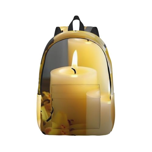Sac à dos de voyage 15,6" pour homme et femme motif papillon jaune et bougies