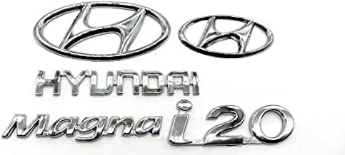 CYRER CAR i 20 Megna Emblem Monogram/logo/Badge/Decals/3D/sticker ABS Plastic Colour (Silver,Chorme) Pack of 5