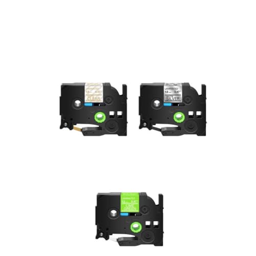 JXHDWYTYO Paquete de 3 Cintas laminadas Mate de 12 mm compatibles con Suministros de Impresora para el número de Pieza TZ M31 MQP35 TZe M931 MQ335 Uso con PT1010 PT D400(3PK Black on Silver)
