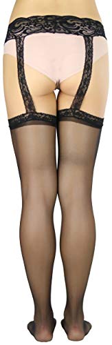 Image of ToBeInStyle Women's Attached Garter Belt Suspender Nylon Stocking Pantyhose