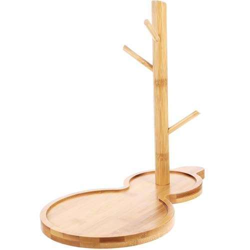 TEHAUX 北欧風竹製収納ラック アクセサリーキーオーガナイザー リングブレスレットディスプレイ トレイ付き玄関テーブル装飾 鍵置き兼用