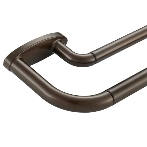 Double Curtain Rods Dark Bronze,Room Darkening Drapery Rod 48-84 Inches,Adjustable 3/4 Inches Front and 5/8 Inches Back Quality Metal Rod for Window,Wrap Around Design