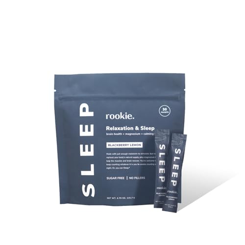 Rookie Wellness Sleep Supplements for Adults: Calming Sleep Aid Formula Magnesium, Melatonin, and Valerian Root for Sleep, Rest and Relax with Sleep Powder Packets - BlackBerry Lemon (30 Servings)