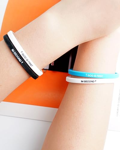 God Is First I Am Second Bracelets Unique Bible Faithful Inspired Rubber Jeaus Bracelets Christian Religious Stretchy Silicone Cross Wristband for Women Men3