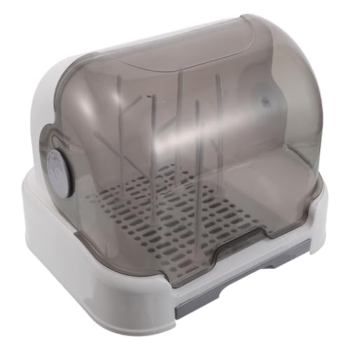 Abaodam Égouttoir à Biberons Plastique Grand Format avec Couvercle Anti-poussière, Porte-biberons Vertical Blanc Gris, 6 Supports Égouttoir Inclus,...