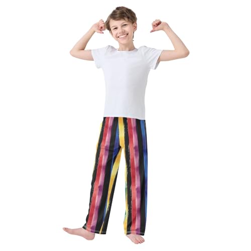 Pajama Pants Rainbow Black Striped PJ Bottoms Sleepwear Lounge Sleep Pant with Pockets2