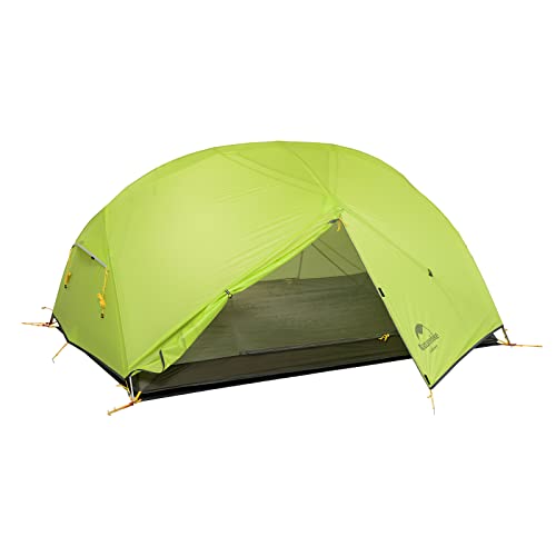 Naturehike Mongar 2 Person Backpacking Tent 3 Season Camping Ultralight Lightweight Tent Double Layer Free Standing Tent for Camping Hiking Cycling Mustard Green-20D Nylon