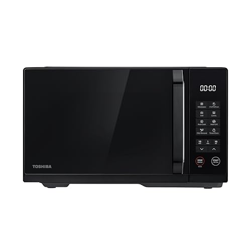 Toshiba 23L Black Mirror Digital Grill Microwave 900W Countertop Microwave with 1000W Grill Combination Cooking with 11 Power Levels Auto Menus Chef Defrost Timer Mirrored Front MW3-EG23PFI(MB)