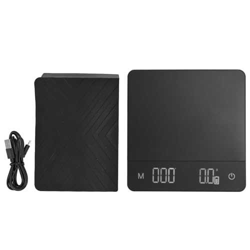 Mmabeutfデジタルコーヒースケール、USB充電式、高精度0.1g、自動タレ機能、小規模でポータブル、キッチンと家庭用、正確な醸造タイマー、耐久性のある構成 (5kg/0.1g)