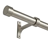 Lwiiom Matte Black Curtain Rods for Windows, 1-Inch Adjustable Drapery Rods with Aluminum End Cap and Brackets (Brushed Nickel, 48-86')