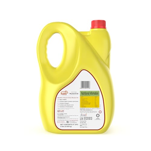 Image of Elephant Brand Hathi Marka Kacchi Ghani Mustard Oil - Ideal for cooking food, pickles, massages Jar (5 Ltr)