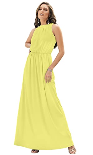 Image of KOH KOH Womens Long Sleeveless Halter Bridesmaid Wedding Guest Maxi Dress