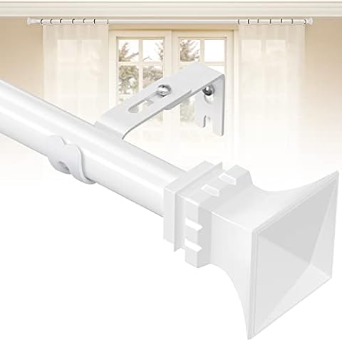 INFLATION Curtain Poles, White Heavy Duty 76-224 cm Curtain Rods for Windows, Easy Install Rust Proof Decorative Finials Drapery Rods for Outdoor Patio, Bedroom, Living Room Cover