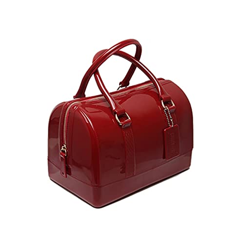 Image of Ladies Summer Jelly Pillow-shaped Top Handle Handbag Candy Color Transparent Crystal Purse