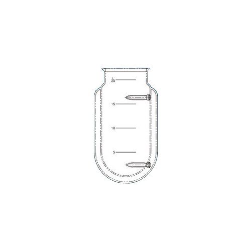 6523-12 Series Cylindrical Reaction Flask, 100 mm Flat Flange, O-Ring Groove, 35/25 O-Ring Ball Joints on Jacket Inlet/Outlet Connections, 1L Capacity