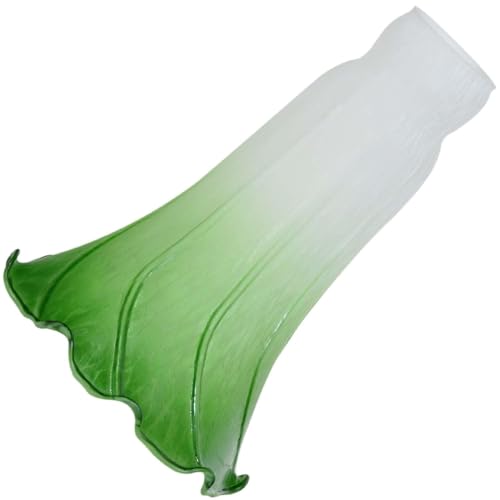 Bieye LS05 - Pantalla de cristal soplado con diseño de flor de lirio (blanco y verde, diámetro interior grande de 1.25 pulgadas x diámetro exterior de 1.5 pulgadas)