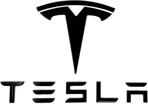 Image of Metal Tesla Letters Emblem Trunk Logo Decal Tailgate Rear 3m Adhesive Compatible with Tesla Model 3 Y Highland Juniper Chrome Matte Black Red Glossy Black (Letters & T Logo - Glossy Black)