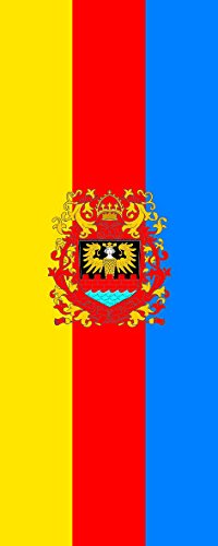 Drapeau d'Édène avec armoiries format portrait pour célébration mairie