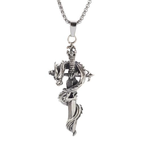 Collier Épée de Dragon en Argent 925 HHRLCH pour Hommes et Femmes Style Vintage