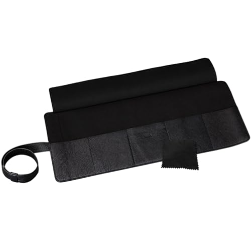 Image of SENA Leather Watch Roll Organizer - 5 Slot Genuine Leather Travel Case for Watches, Watch Bands, Cables and Accessories - Compact, Elegant and Durable