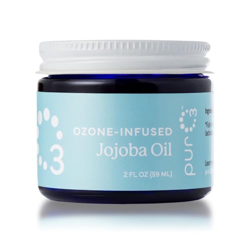 PurO3 Ozonated Jojoba Oil Pure Natural Organic Skincare for Face & Body Oxygenated Healing Lotion Moisturizer & Beauty Cream in a Glass Jar O3 Therapy Salve 2 oz