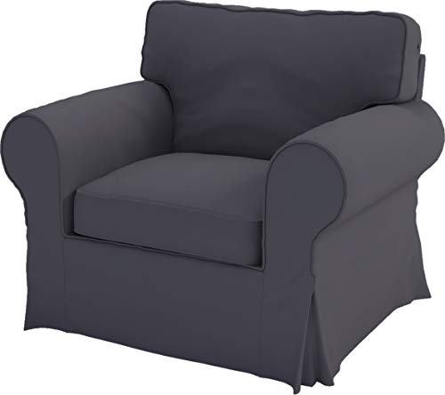 Image of Cotton Ektorp Chair Cover Compatible with IKEA Armchair Sofa Slipcover | Heavy Duty Cotton Ektorp Chair Cover Replacement Only Dark Gray Color