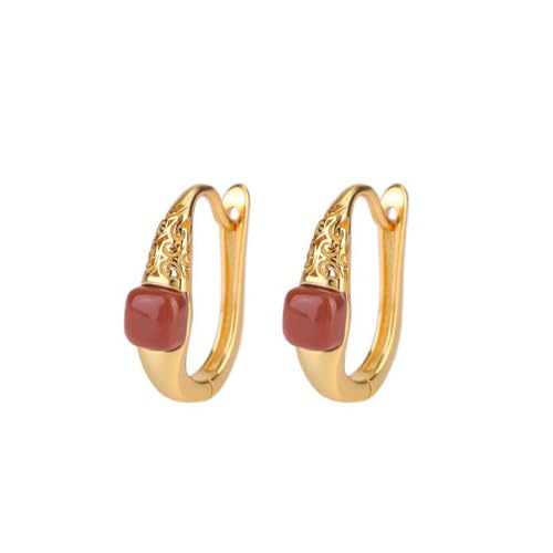 Boucles d'oreilles Jade Rouge en Argent S925, le cadeau idéal pour femme d'esprit Yoga