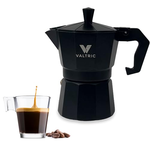 Image of 2-in-1 Moka Pot Espresso Maker | Stovetop & Induction Compatible | 300ml Premium Aluminium | Italian Style Percolator Coffee Brewer | Brews 4-6 Cups | Espresso, Americano & More, Black