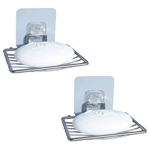 Image of HOKIPO Stainless Steel Magic Sticker Series Self Adhesive Soap Dish Wall Mounted (Model-Ar3171) - Pack Of 2,Silver