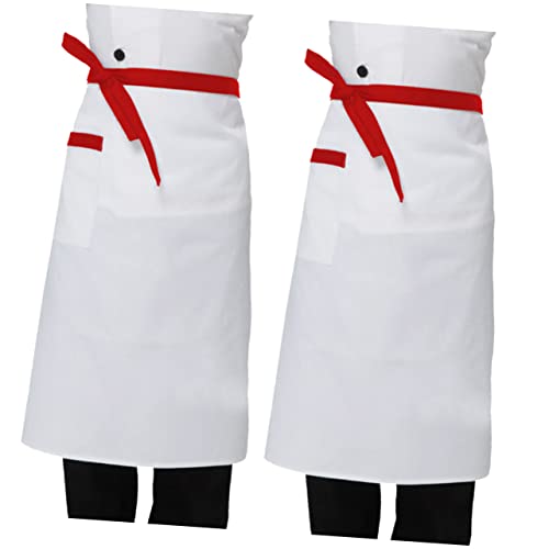 OFFSCH Short Apron Chef Half-length Apron Pockets for Waitress Waiter Bistro Cooking Kitchen