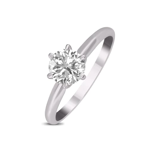 TimeLess Classics 0.50 to 3 Carat Lab Grown 6 Prong Solitaire Round Cut Diamond Engagement Ring For Women in 14K Gold