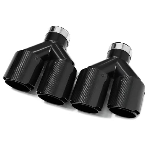 Tubo de escape doble de alta calidad con acabado de carbono negro brillante y boquilla de 65mm 4