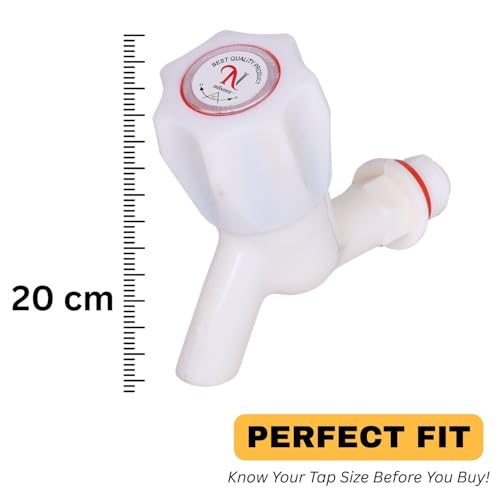 Image of White Plastic Water Tap - Wall Mounted Bib Cock for Bathroom, Kitchen & Garden | Leak-Proof & Durable Faucet Combo Set (Pack of 6)