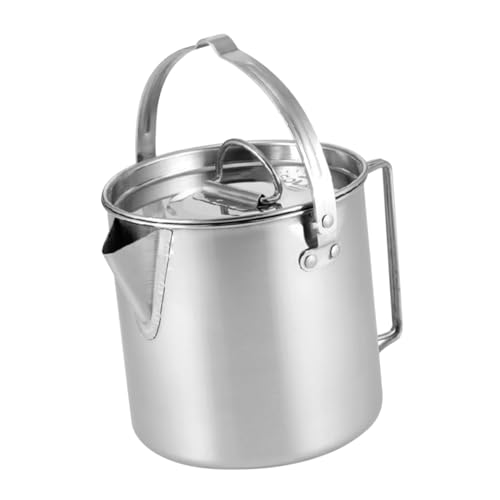 BCOATH Outdoor Camping Kettle Large Capacity Stainless Steel Water Kettle with Non Slip Handle for Easy Carrying for Hiking Picnics and Outdoor Adventures