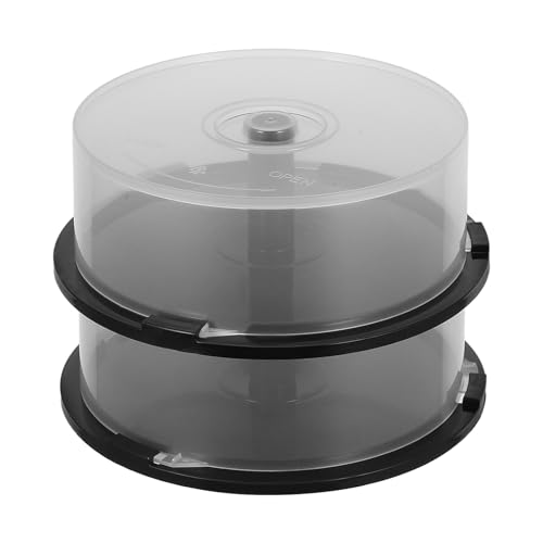 Kichvoe Contenedor de Almacenamiento para CD y Dvd, Caja Redonda de Plástico para 25 Discos, Color Transparente, Pack de 2 Unidades, Adecuado para Organización en Hogar y Dormitorio