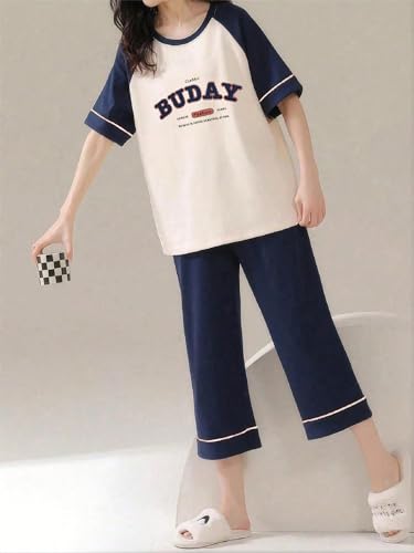 Image of Lymio Womens Korean Night Dress | Full Pyjama Set | Korean Nightsuit | Women Nightwear |Round Neck Full Sleeve Nightsuit | Loungewear | Everyday Nightdress (W-ND-1)