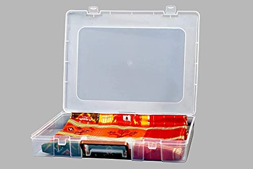 Image of Multipurpose Plastic Rectangular Storage Boxes with and Handle Matte Finish for Saree, Laptop, Books (Set of 4, Rajkumari)
