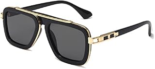 Long Keeper Retro Square Sunglasses for Men Women Classic Pilot Sunglasses Vintage Style Metal Square Frames Anti UV400 Sun Glasses Unisex