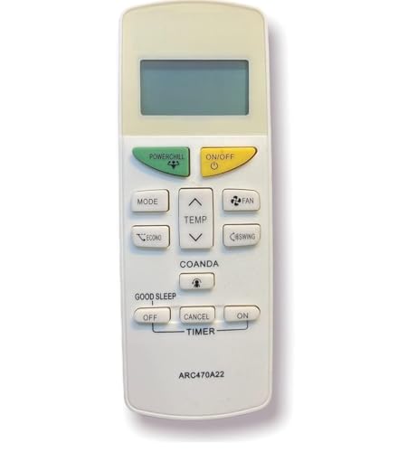 Ac Remote Compatible for Daikin Inverter Split AC Remote ARC470A22 1Ton 1.5Ton 2Ton 3 Star 4 Star 5 Star, White (Exact Same Remote Will Work Only)